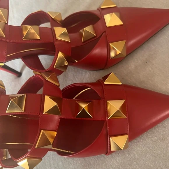Valentino Red Studded Heels - Picture 7 of 16